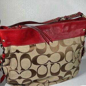Coach Red and Cream Shoulder Bag
